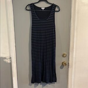 Splendid Blue/Black Striped Midi Dress‎ Double Layered Size S